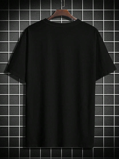 Manfinity Roughcore Men Casual Summer Cross & Slogan Graphic Printed Short Sleeve T-Shirt, for Friends